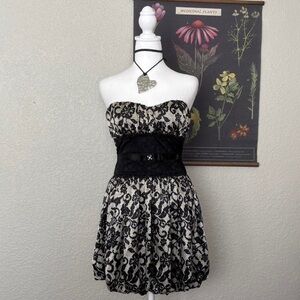 Bloom Black Strapless Cocktail Dress